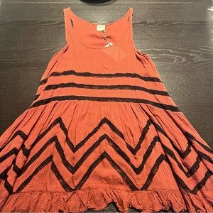 Free People Coral Dot Sleeveless Top with Black Micro-Print